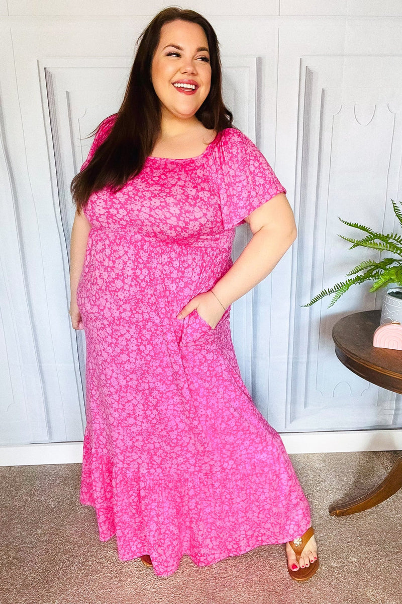 Perfectly You Fuchsia Ditzy Floral Fit & Flare Maxi Dress Turquoise Heifer Boutique Perfectly You Fuchsia Ditzy Floral Fit & Flare Maxi Dress Turquoise Heifer Boutique