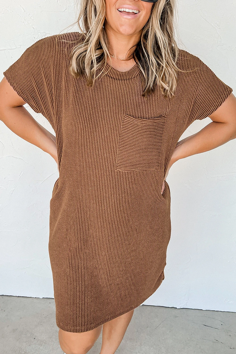 ribbed knit t shirt dress Amazon.com: Xadsfeel Women's Summer Ribbed Knit T-Shirt Dress Casual Loose Short Sleeve Sweater Midi Dresses with Patch Pocket,Beige,Small : Clothing, Shoes & Jewelry