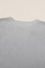 Gray Side Slit Short Dolman Sleeve Knitted Oversized Top