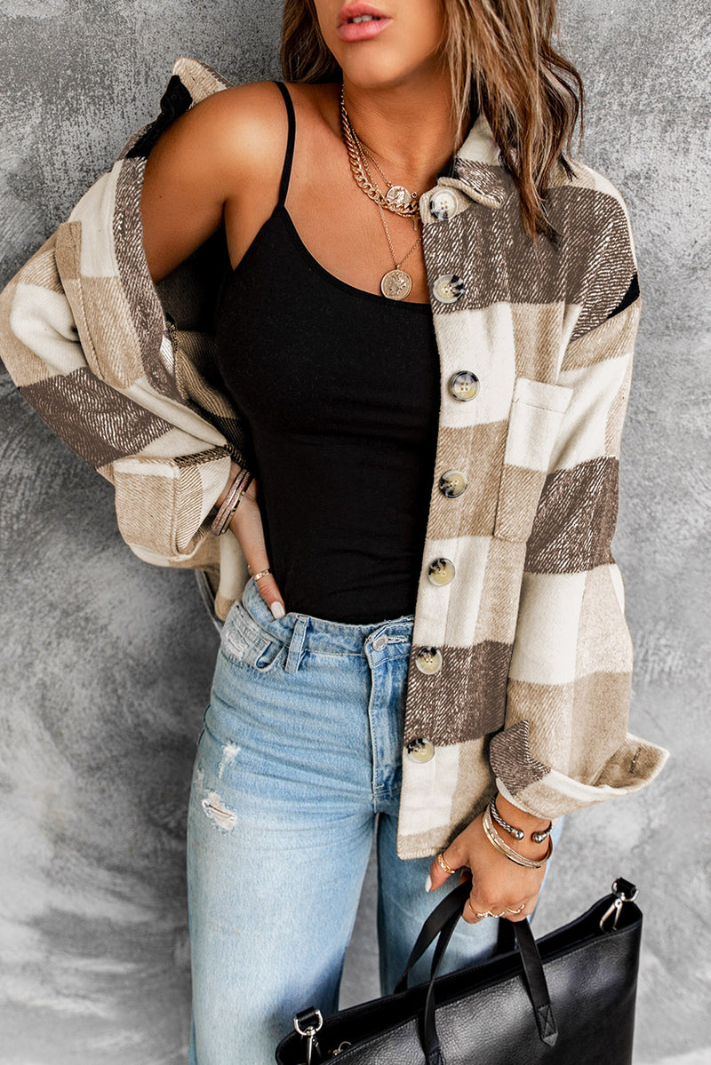 Plaid to Meet You Buttoned Pocketed Shacket