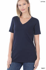 COTTON V-NECK SHORT SLEEVE T-SHIRTS