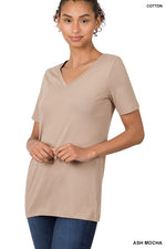 COTTON V-NECK SHORT SLEEVE T-SHIRTS