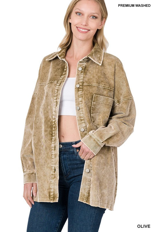 OVERSIZED PREMIUM VINTAGE WASHED CORDUROY SHACKET