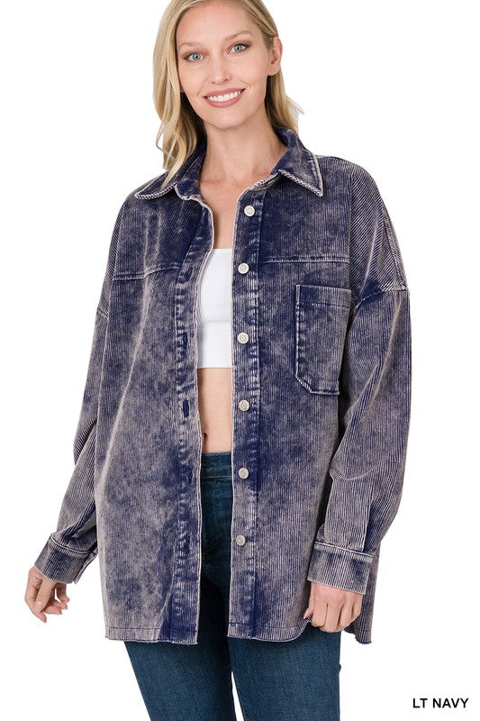 OVERSIZED PREMIUM VINTAGE WASHED CORDUROY SHACKET