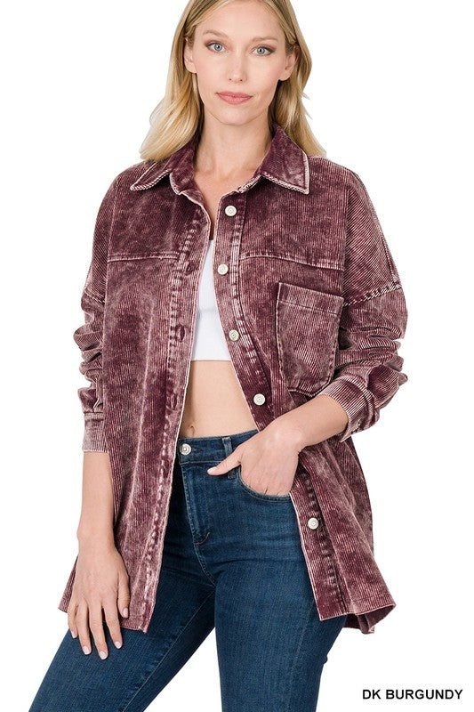 OVERSIZED PREMIUM VINTAGE WASHED CORDUROY SHACKET