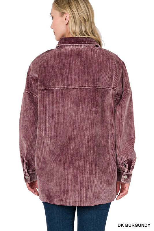 OVERSIZED PREMIUM VINTAGE WASHED CORDUROY SHACKET