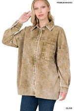 OVERSIZED PREMIUM VINTAGE WASHED CORDUROY SHACKET