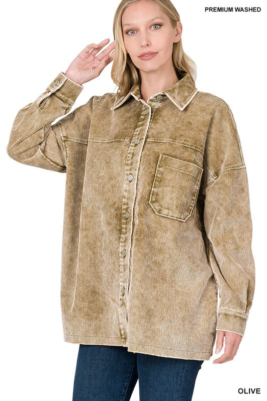 OVERSIZED PREMIUM VINTAGE WASHED CORDUROY SHACKET