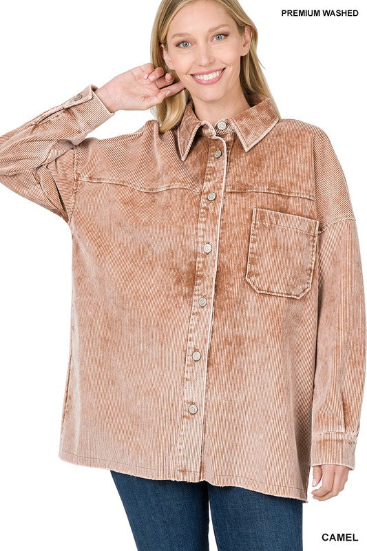 OVERSIZED PREMIUM VINTAGE WASHED CORDUROY SHACKET