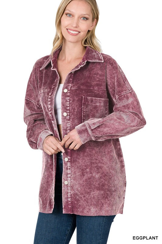 OVERSIZED PREMIUM VINTAGE WASHED CORDUROY SHACKET