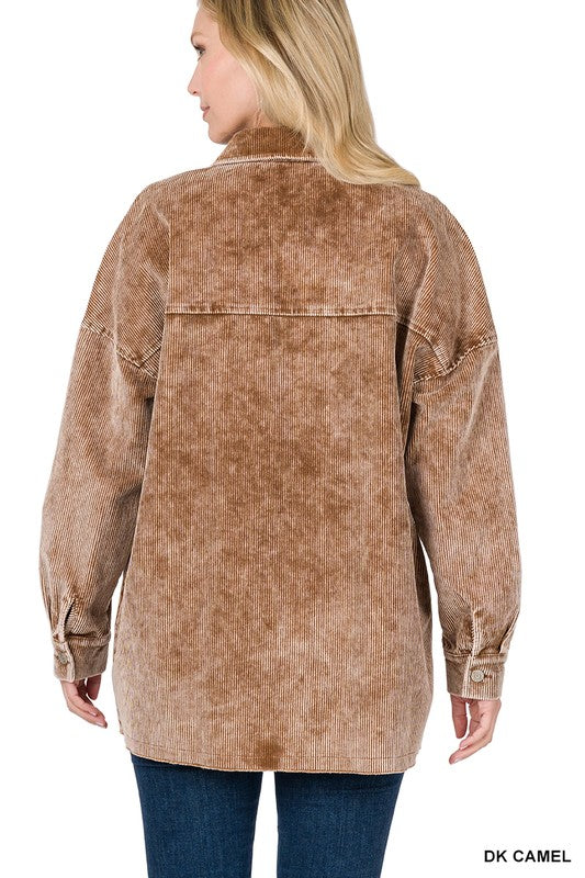 OVERSIZED PREMIUM VINTAGE WASHED CORDUROY SHACKET