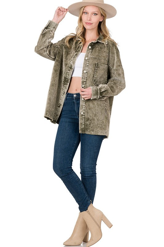 OVERSIZED PREMIUM VINTAGE WASHED CORDUROY SHACKET