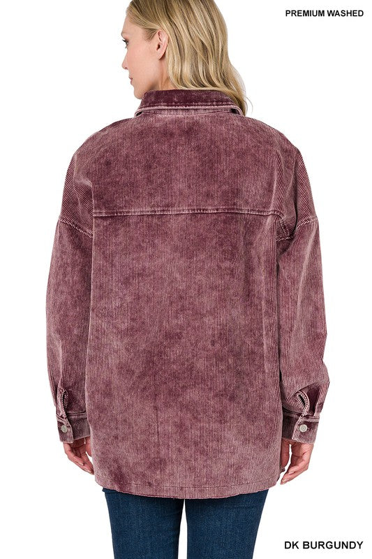 OVERSIZED PREMIUM VINTAGE WASHED CORDUROY SHACKET