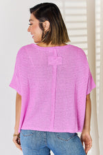 Zenana Waffle Round Neck Short Sleeve Top