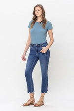 High Rise Crop Slim Straight Jeans