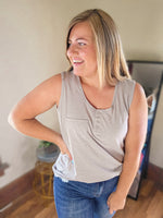 Natural Quarter Snap Henley Tank