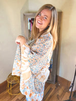 Multicolor Wide Sleeve Mixed Floral Duster
