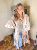 Multicolor Wide Sleeve Mixed Floral Duster