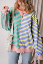Colorblock Drop Shoulder Oversized Pullover