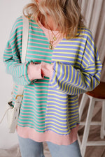 Colorblock Drop Shoulder Oversized Pullover