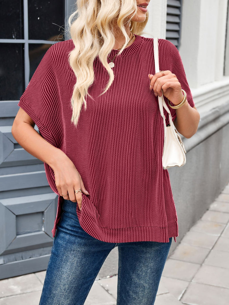 To the Nines Ribbed Dolman Top