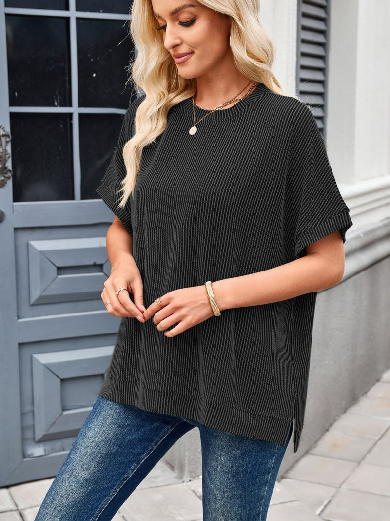 To the Nines Ribbed Dolman Top