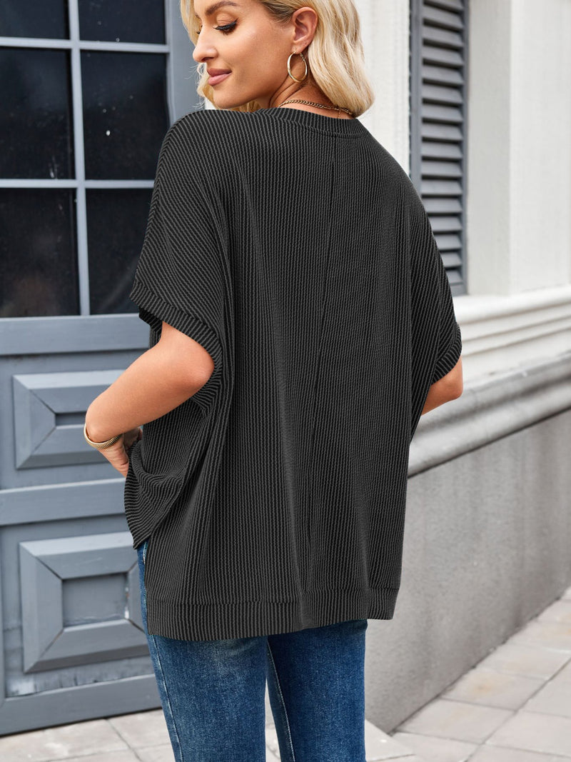 To the Nines Ribbed Dolman Top