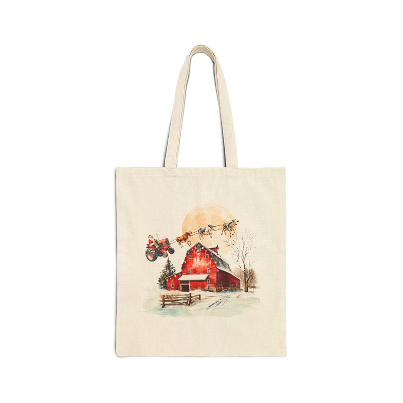 Santa on a Tractor Tote Bag
