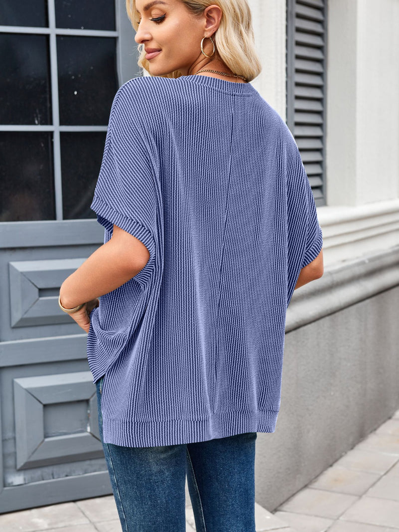 To the Nines Ribbed Dolman Top