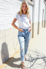 Judy Blue High-Rise Boyfriend Cuffed Hem Star Pocket Jeans