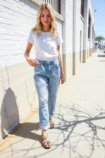 Judy Blue High-Rise Boyfriend Cuffed Hem Star Pocket Jeans
