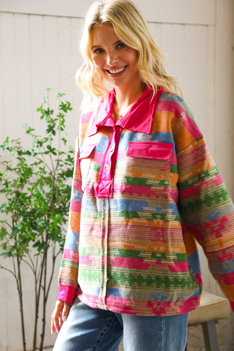 Painted Desert Button Up Pocketed Pullover