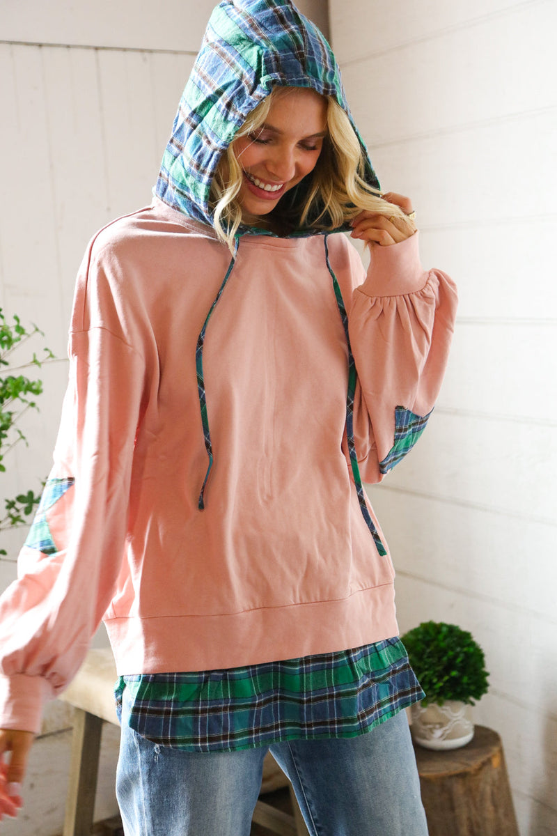 One Starry Night Flannel Hoodie with Elbow Detail