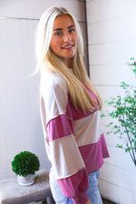 At the Block Party Magenta Loose Fit Pullover