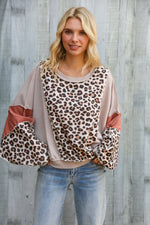 Roaming Free and Easy Leopard Reverse Stitch Sweater