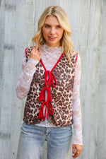 Fierce and Flirty Leopard Vest with Front Bow Details