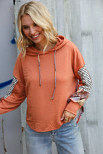 Patch Me Later Rust French Terry High Low Hoodie