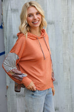 Patch Me Later Rust French Terry High Low Hoodie