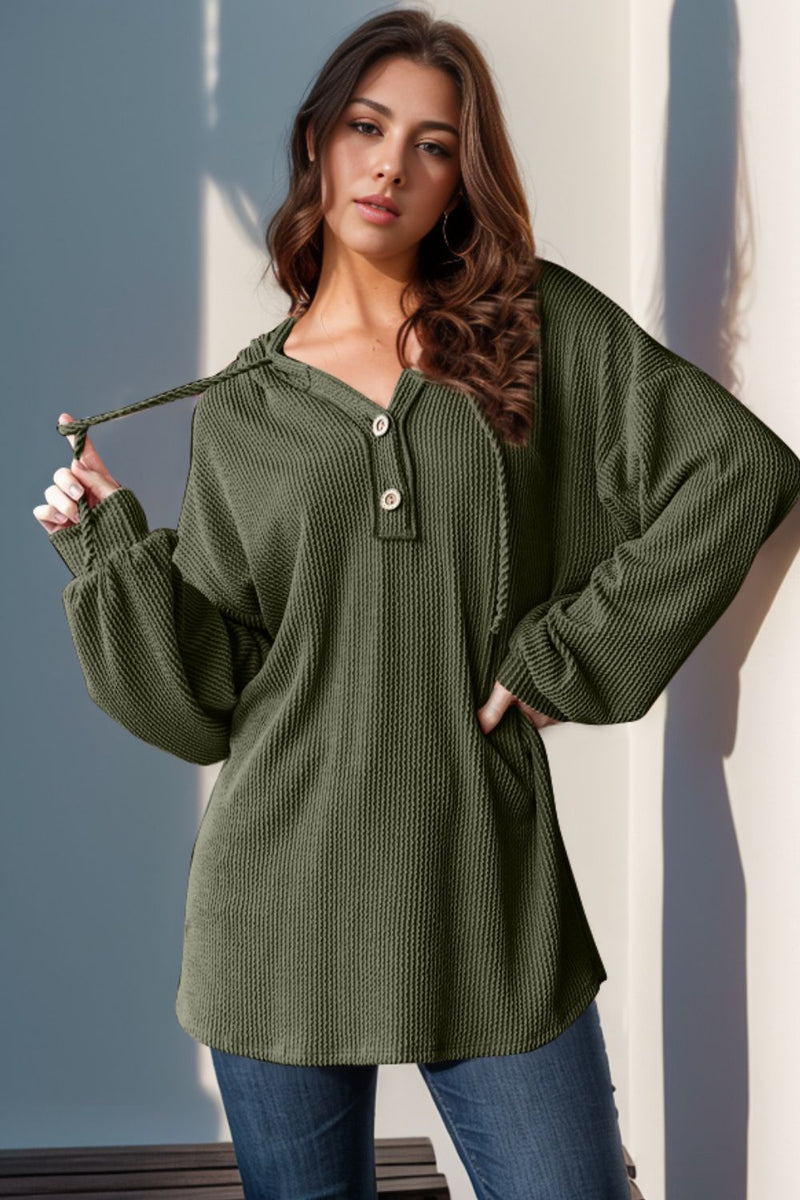 Casual Day Out Half Button Light Weight Hoodie