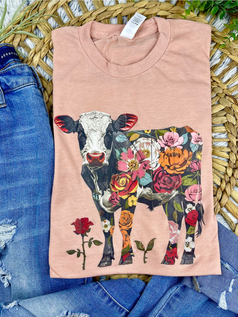 Floral Cow Graphic Tee