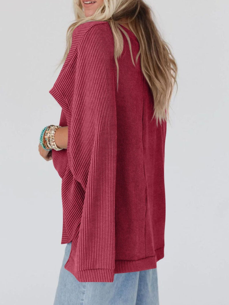 To the Nines Ribbed Dolman Top