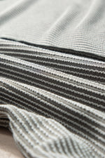 Crinkle Rib Knit Exposed Seam Round Neck Top