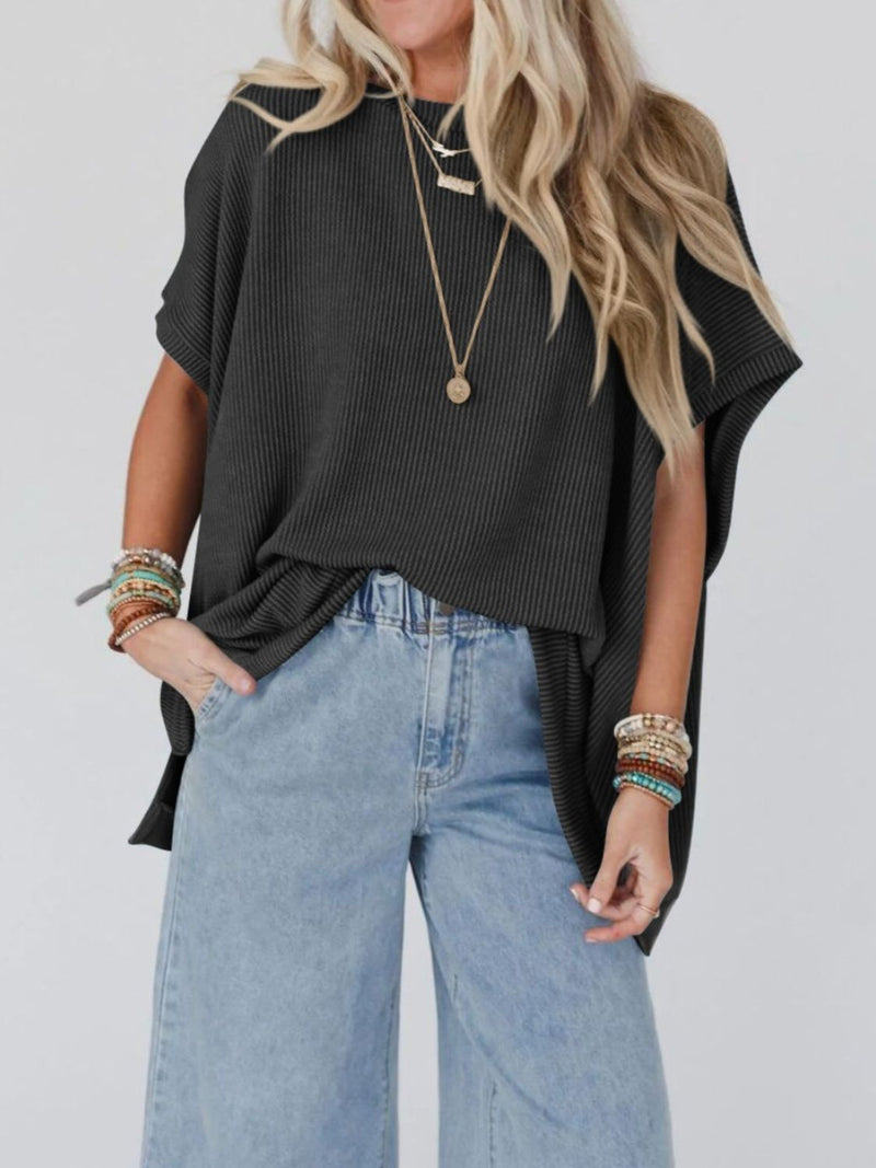 To the Nines Ribbed Dolman Top