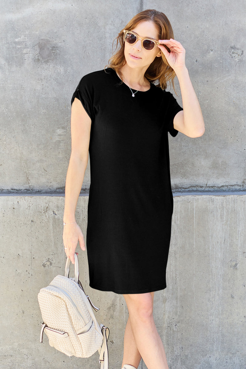Black Bamboo Dress with Pockets