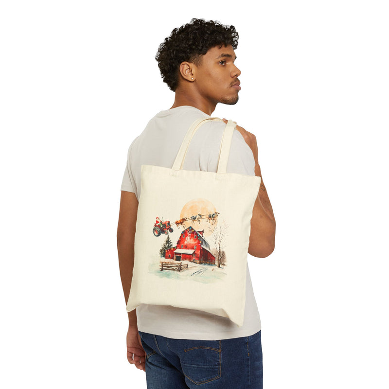 Santa on a Tractor Tote Bag