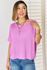 Zenana Waffle Round Neck Short Sleeve Top