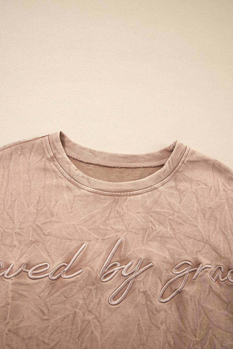 Saved by Grace Embroidered Mineral Wash Loose Fit Sweatshirt