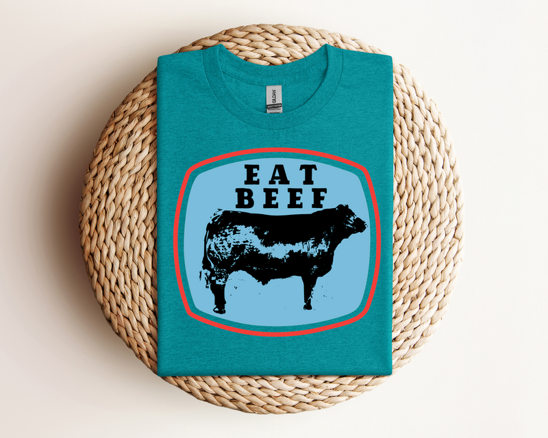 Eat Beef Blue Patch Tee