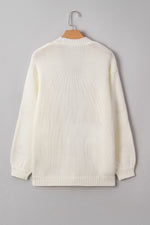White Pumpkin Print Open Front Drop Shoulder Knit Cardigan