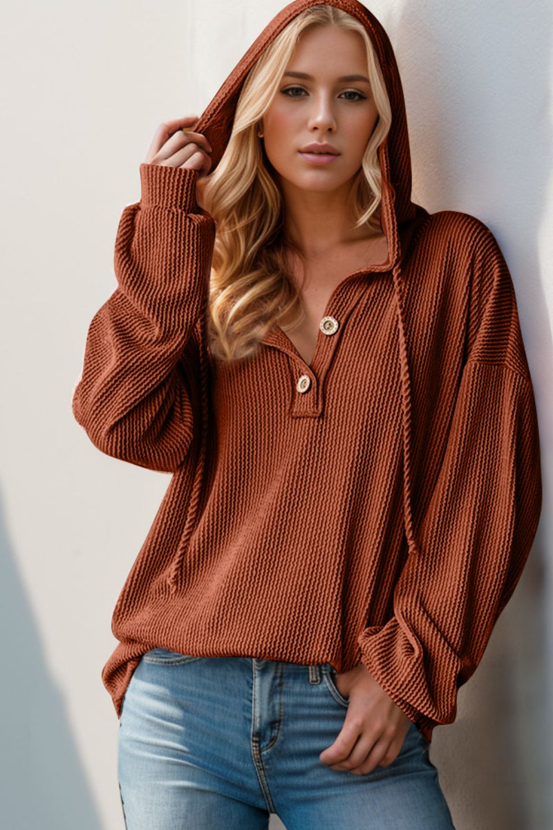 Casual Day Out Half Button Light Weight Hoodie